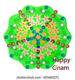  flower rangoli decoration for Onam