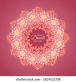 Flower rangoli for Diwali or Pongal Festival made using flowers. Onam floral decoration