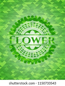 Flower realistic green mosaic emblem