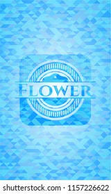 Flower realistic sky blue emblem. Mosaic background