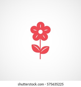 Flower Red Flat Icon On White Background