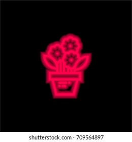 Flower red glowing neon ui ux icon. Glowing sign logo vector