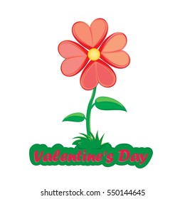 Flower from red hearts - Valentine's day card