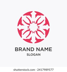 Flower red logo brand name vector