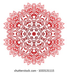 Flower red Mandala. Vintage decorative elements. Oriental pattern, vector illustration.