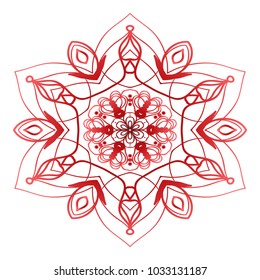 Flower red Mandala. Vintage decorative elements. Oriental pattern, vector illustration.