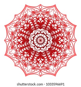 Flower red Mandala. Vintage decorative elements. Oriental pattern, vector illustration.
