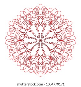 Flower red Mandala. Vintage decorative elements. Oriental pattern, vector illustration.