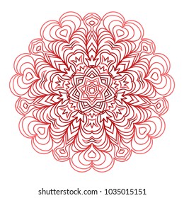 Flower red Mandala. Vintage decorative elements. Oriental pattern, vector illustration.