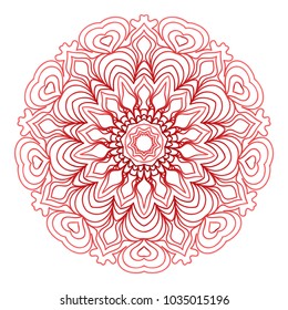 Flower red Mandala. Vintage decorative elements. Oriental pattern, vector illustration.