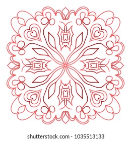 Flower red Mandala. Vintage decorative elements. Oriental pattern, vector illustration.