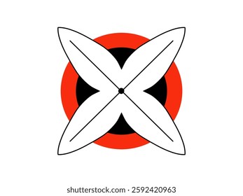 Flower in a red pot, top view. Concept of coziness, home interior. Vector illustration