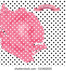 Flower red rose with retro dots background. 