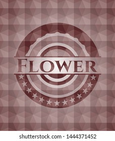 Flower red seamless geometric emblem.