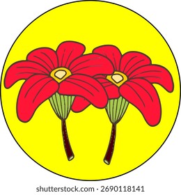 Vermelho de flor e ilustração vetorial 