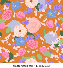 flower repeat pattern.fabric design for spring.blooming flowers.floral design template for fashion fabric, textile, wrapping paper, wallpaper.flower illustration.