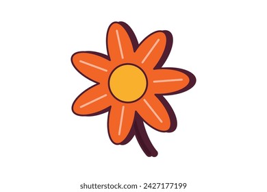 Flower Retro Flat Sticker Design