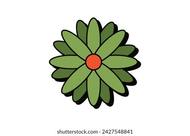Diseño de pegatina plana retro de la flor