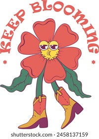 Flower retro groovy mascot sublimation design