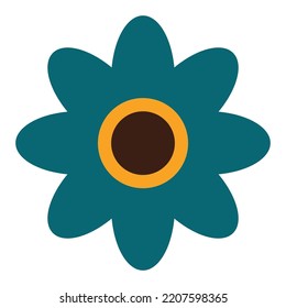 Flower in retro groovy style on a white background. Vector illustration