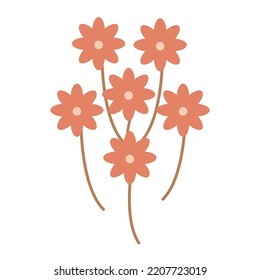 Flower in retro groovy style on a white background. Vector illustration