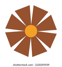 Flower in retro groovy style on a white background. Vector illustration