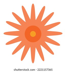 Flower in retro groovy style on a white background. Vector illustration