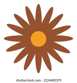 Flower in retro groovy style on a white background. Vector illustration