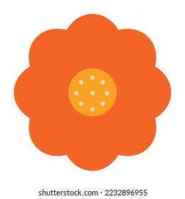 Flower in retro groovy style on a white background. Vector illustration