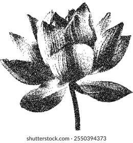 Flower with retro photocopy stipple effect, for grunge punk y2k collage design. Vector illustration in vintage halftone brutalist design for banner or poster