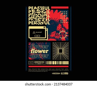 flower retro poster and graphic design for t shirt street wear