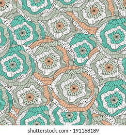Flower retro seamless pattern. Vector illustration. 