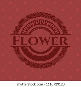 Flower retro style red emblem