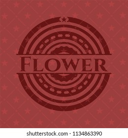 Flower retro style red emblem