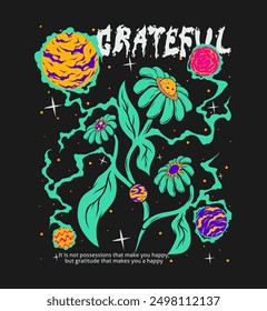 Flower Retro and Vintage Design For t-shirt, hoodie, streetwear, poster, and other