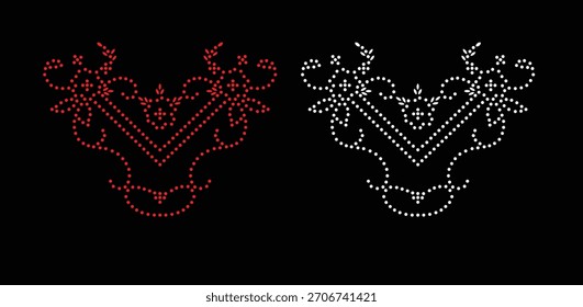 Diseño del rhinestone de la flor, Plantilla del rhinestone de la transferencia, diseño del Vector de la flor de la transferencia del rhinestone de Hotfix, diseño cristalino del rhinestone de la flor,