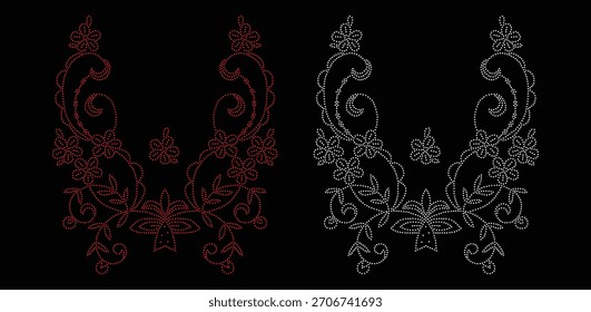 Flower Rhinestone Design, Transfer Rhinestone Template, Hotfix Rhinestone Transfer Flower vector design, Crystal flower rhinestone design,