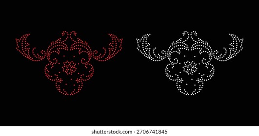Flower Rhinestone Design, Transfer Rhinestone Template, Hotfix Rhinestone Transfer Flower vector design, Crystal flower rhinestone design,