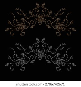 Diseño del rhinestone de la flor, Plantilla del rhinestone de la transferencia, diseño del Vector de la flor de la transferencia del rhinestone de Hotfix, diseño cristalino del rhinestone de la flor,