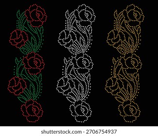 Diseño del rhinestone de la flor, Plantilla del rhinestone de la transferencia, diseño del Vector de la flor de la transferencia del rhinestone de Hotfix, diseño cristalino del rhinestone de la flor,