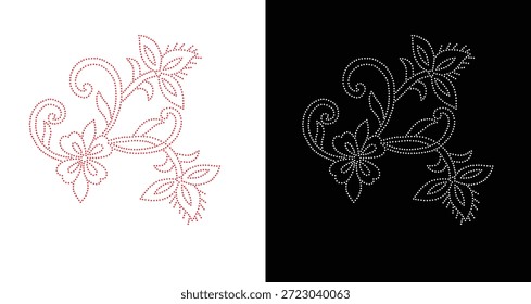 Flower Rhinestone Design, Transfer Rhinestone Template, Hotfix Rhinestone Transfer Flower vector design, Crystal flower rhinestone design,