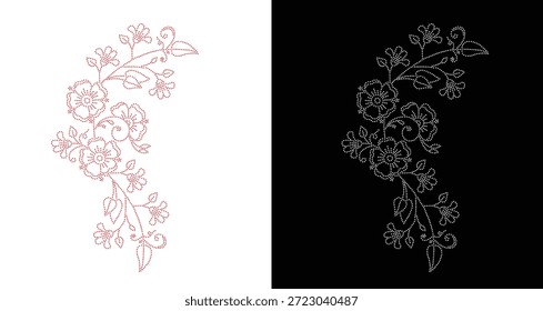 Diseño del rhinestone de la flor, Plantilla del rhinestone de la transferencia, diseño del Vector de la flor de la transferencia del rhinestone de Hotfix, diseño cristalino del rhinestone de la flor,