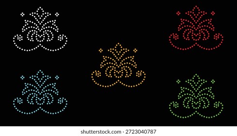 Design de strass flor, Modelo strass transferência, Projeto de vetor de flor de transferência strass Hotfix, Design de strass flor de cristal,
