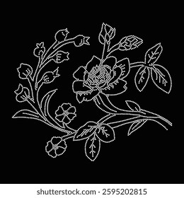 flower Rhinestone T-shirt Design Vector Template 