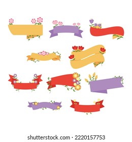 Flower Ribbon Banner For Template Background