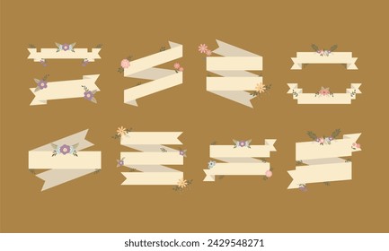 Flower Ribbon Corner Element Set