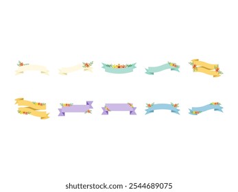 Flower Ribbon Corner Element Set