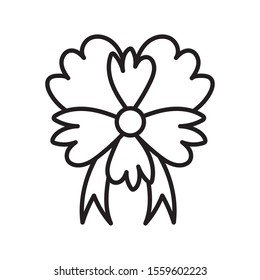 flower ribbon decoration ornament icon vector illustration thick line