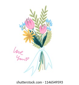 Flower ribbon and floral elements 
