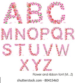 flower and ribbon font first part